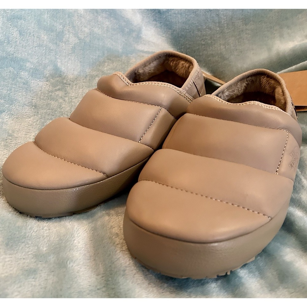 The North Face ThermoBall Traction Mule Mens 7 Women's 9 Leather Tan Grey (G1)